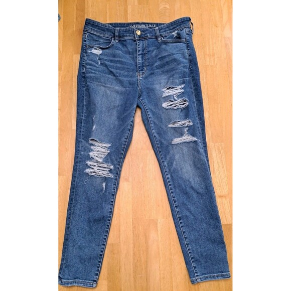 American Eagle Super Stretch Hi Rise Jegging Blue Jeans Womens Size 14 Short - Picture 1 of 11